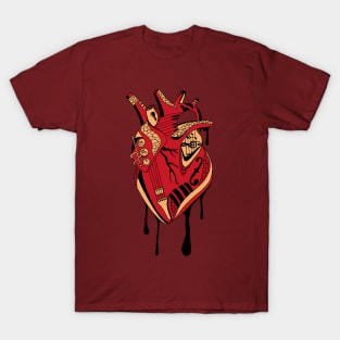 Red and Cream Musical Heart T-Shirt